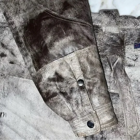 Vintage 80s Double Goose Country Leather Down Coat